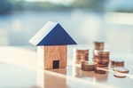 Haus Bauklötze Dach blau Münzen Geld 